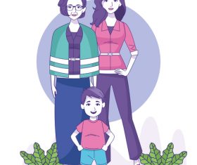 Cartoon women and small children vector