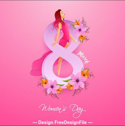 Character cover march 8 international womens day greeting card vector