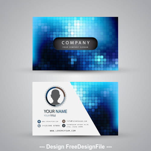 Checkered pattern business card template design vector