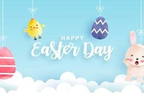 Chick bunny easter egg cartoon day vector