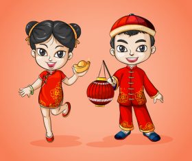 China style new year cartoon character vector