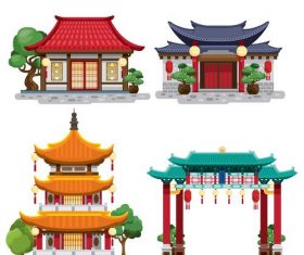 Chinese style building illustration vector