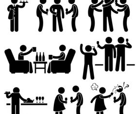 Cocktail party matchstick men vector