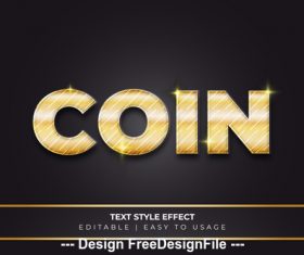 Coin 3d font effect editable text vector