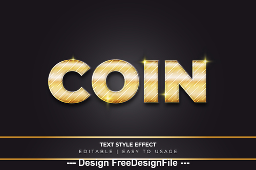Coin 3d font effect editable text vector