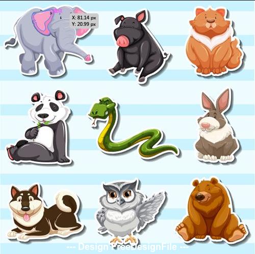 Collection animal stickers vector