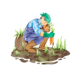 Collection carrot cartoon illustration vector