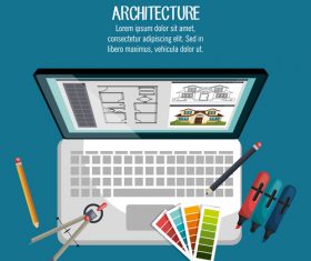 Color pen and tablet design tool vector