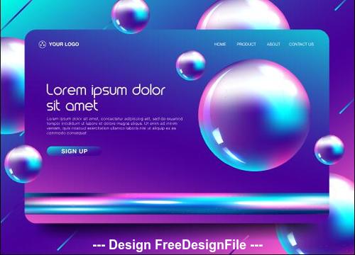 Colored background landing page website vector design