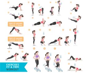 Complete woman aerobics icon vector