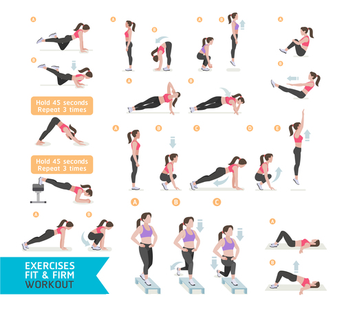 Complete woman aerobics icon vector