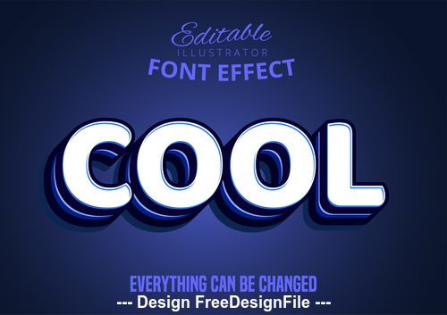 Cool 3d font text effect vector