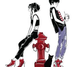 Cool sketch elegant girl vector