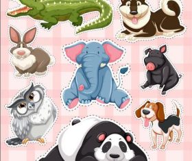 Crocodile rabbit panda other animal sticker vector