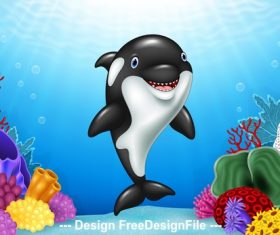 Cute dolphin cartoon illustration vector
