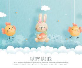 Cute easter cartoon illustration vector