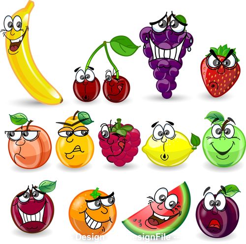 Cute fruit emoji vector
