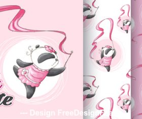 Dancing panda cartoon background vector