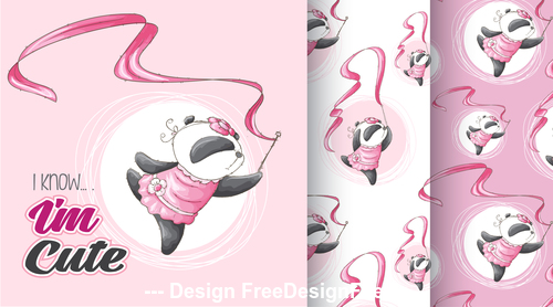 Dancing panda cartoon background vector
