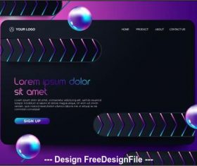 Dark background landing page website vector design