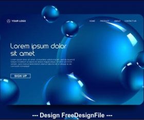 Dark blue background landing page website vector design