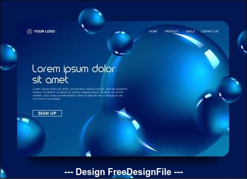 Dark blue background landing page website vector design