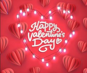 Decorative lights composition heart shaped Valentines day card vector