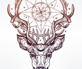 Deer hand drawn pattern vector