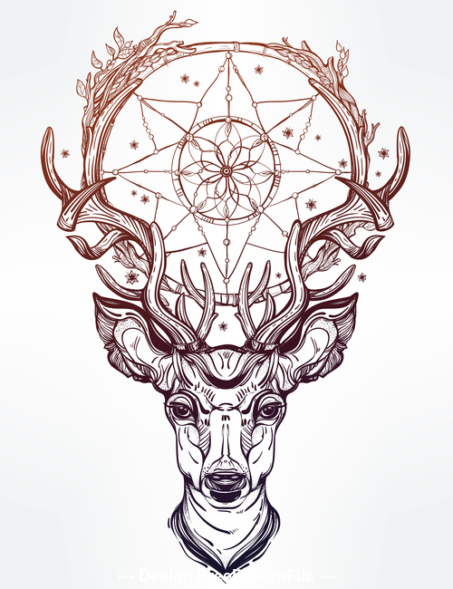 Deer hand drawn pattern vector