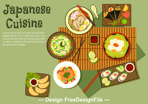 Delicate Japanese food vector