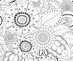 Delicate stick figures floral background pattern vector
