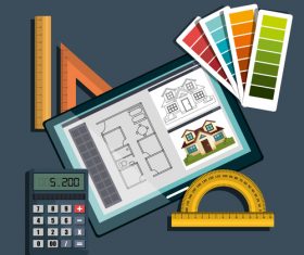 Design drawings and tools vector