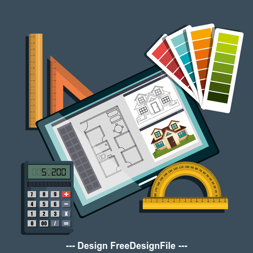 Design drawings and tools vector
