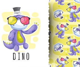 Dino cartoon background pattern vector
