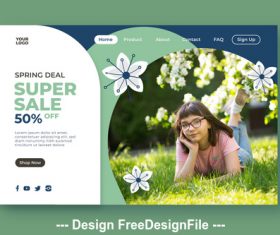 Discount design landing page vector