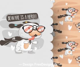 Dog funny cartoon background pattern vector