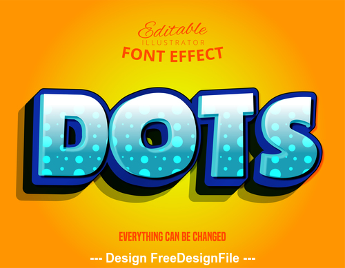 Dots 3d font effect editable text vector