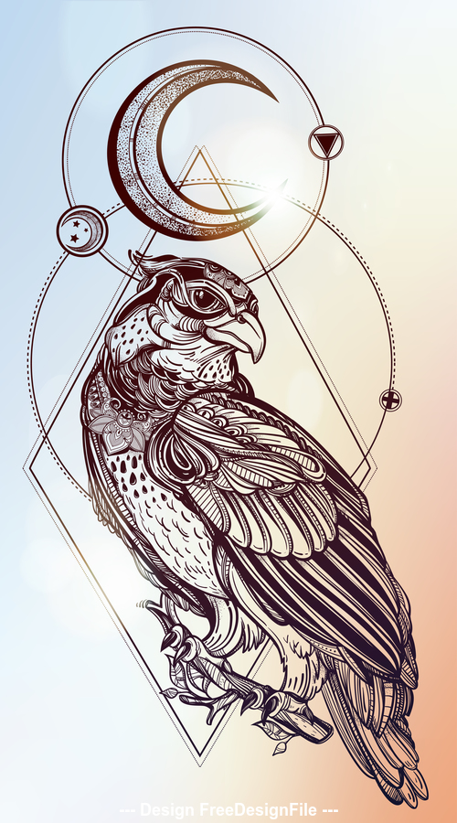Eagle hand drawn pattern vector
