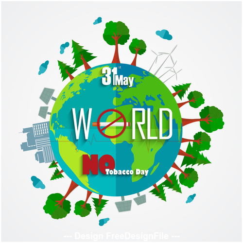 Earth no tobacco day poster vector