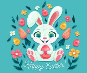Easter bunny and egg illustration vector