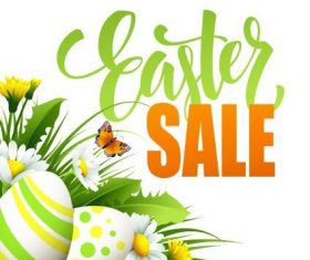 Easter eggs and flowers background sale cover vector