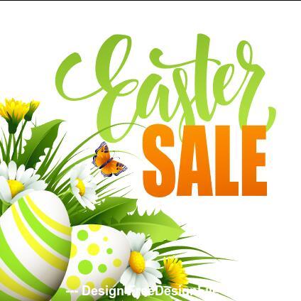 Easter eggs and flowers background sale cover vector