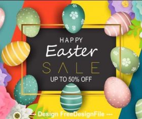 Easter eggs and flowers colorful background vector