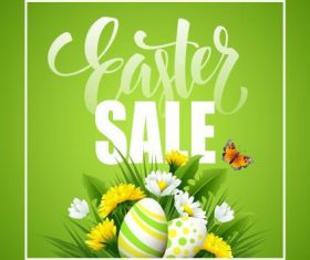 Easter green background sale cover vector