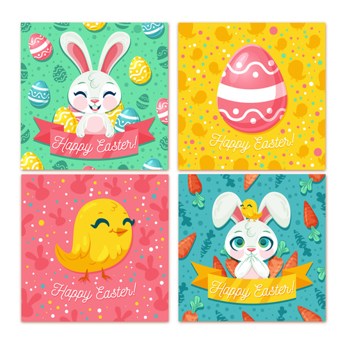 Easter greeting card design elements vector