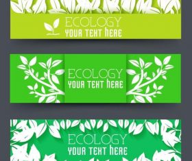Ecology banners with leaves vector design