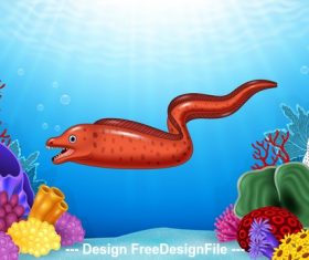 Eel cartoon illustration vector