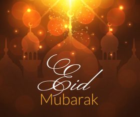 Eid mubarak light red background mosque vector free download