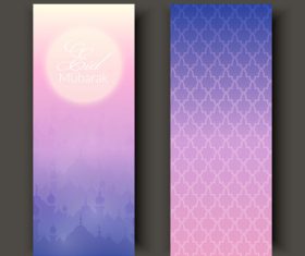Eid mubarak banner on purple background vector