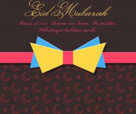 Eid mubarak bow tie greeting card vector